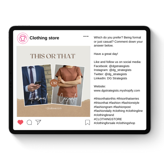 Social Media Posts and Templates For Clothing Stores and Brands โ DG ...